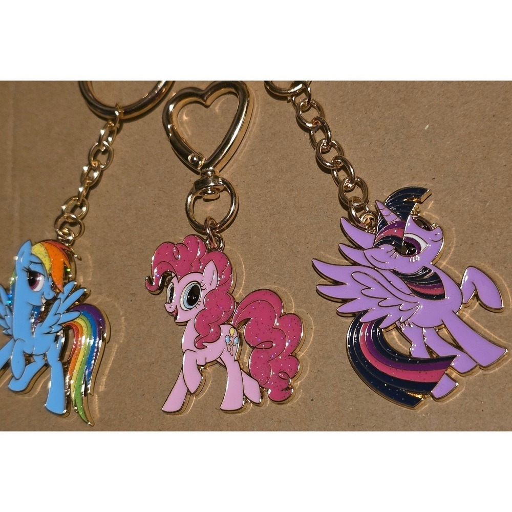 Set of 3 My Little Pony Keychains Rainbow Dash Pinkie Pie Twilight Sparkle! NEW - Picture 3 of 13